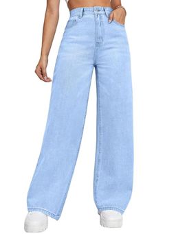 Angelfab - Womens Blue Solid Denim Jeans
