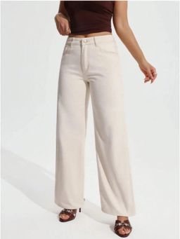 Angelfab - Womens White Solid Denim Jeans