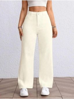 Angelfab - Womens Off White Solid Denim Jeans