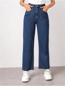 Angelfab - Womens Blue Solid Denim Jeans