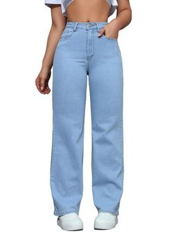 Angelfab - Womens Blue Solid Denim Jeans
