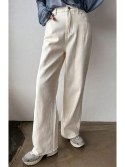 Angelfab - Womens Off White Solid Denim Jeans