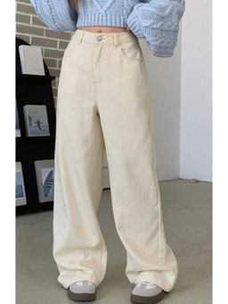 Angelfab - Womens Cream Solid Denim Jeans