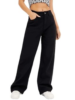 Angelfab - Womens Black Solid Denim Jeans