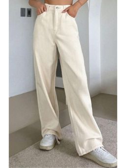 Angelfab - Womens Off White Solid Denim Jeans