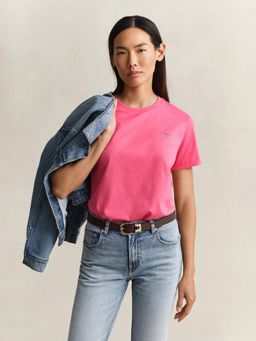 GANT - Womens Pink Regular Fit Shield T-Shirt