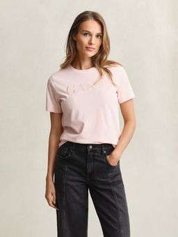 GANT - Womens Pink Printed Crew Neck T-Shirt