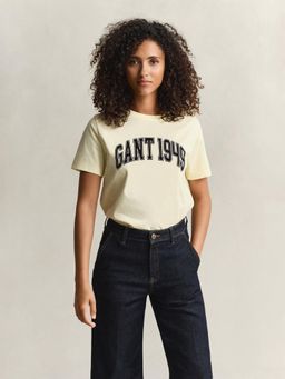 GANT - Womens Yellow Printed Crew Neck T-Shirt