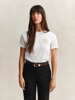 GANT - Womens White Logo Crew Neck T-Shirt
