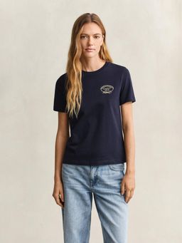 GANT - Womens Navy Blue Logo Crew Neck T-Shirt