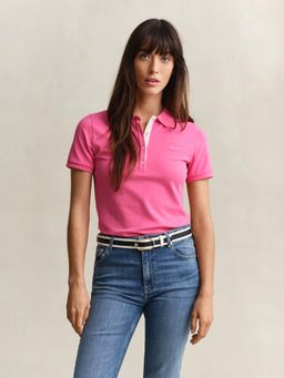 GANT - Womens Fuchsia Slim Fit Pique Polo T-Shirt