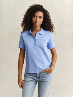 GANT - Womens Blue Regular Fit Pique Polo T-Shirt
