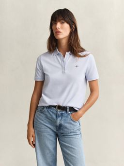GANT - Womens Light Blue Regular Fit Pique Polo T-Shirt