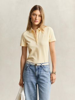 GANT - Womens Yellow Slim Fit Pique Polo T-Shirt
