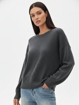 Outzidr - Grey Full Sleeve Round Neck Sweatshirt