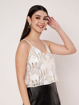 AMAGYAA - Off White Sequined Top