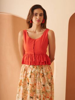 AMAGYAA - Solid Orange Crop Top