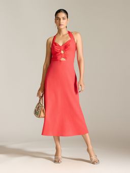 Label Ritu Kumar - Red Donna Halter Neck Dress