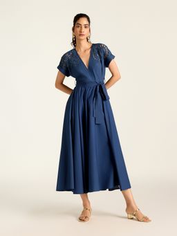 Label Ritu Kumar - Blue Raquel Long Dress with Belt