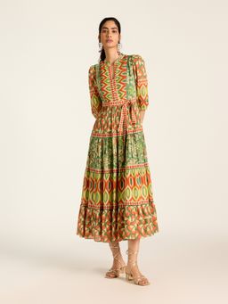 Label Ritu Kumar - Green Anemonne Long Dress