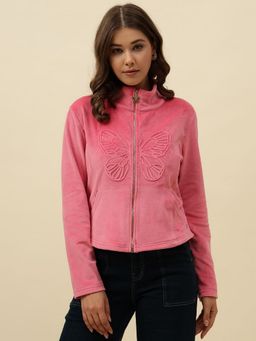 Beatnik - Pink Velvet Textured Sweatshirt