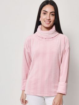 Beatnik - Pink Velvet Textured Sweatshirt