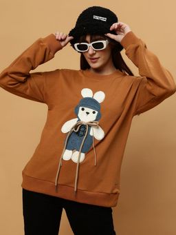 Beatnik - Brown Terry EmbroideredSweatshirt