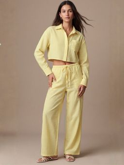 Outzidr - Yellow Full Sleeve Front Buttoned Co-Ord Set