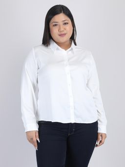 SHAYE - Button-Down Collar White Printed Long Sleeves Casual Shirts For Women