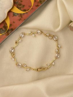 ISHKAARA - Gold Plated Fairy Tulip Bracelet with Silver Stone Bracelet for Women