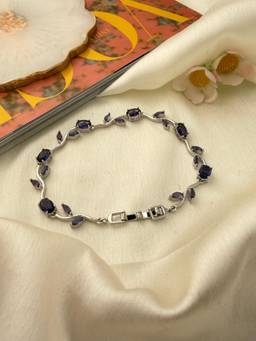 ISHKAARA - Silver Plated Fairy Tulip Bracelet with Purple Stone Bracelet for Women