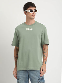 The Bear House - Men Green Printed Relaxed Fit Round Neck T-Shirt