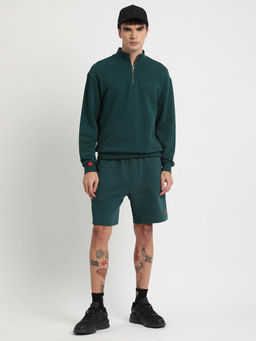 The Bear House - Men Teal Solid Regular Fit Sweatshirt