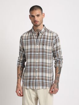 The Bear House - Men Multi Checked Slim Fit Cotton Casual Shirt