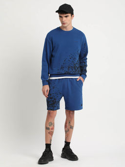 The Bear House - Men Blue Printed Regular Fit Sweatshirt