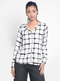 CRIMSOUNE CLUB - Womens White Checked Top With Slits