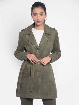 CRIMSOUNE CLUB - Womens Olive Overcoat With Belt (Set of 2)