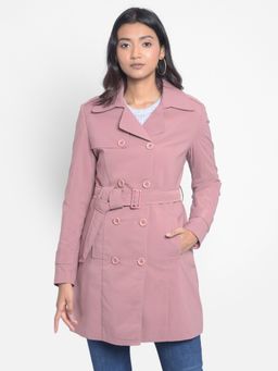 CRIMSOUNE CLUB - Women's Pink Trench Coat with Belt (Set of 2)