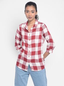 CRIMSOUNE CLUB - Women's Red Checked Shirt