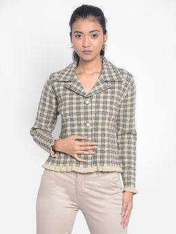 CRIMSOUNE CLUB - Women's Brown Checked Cardigan