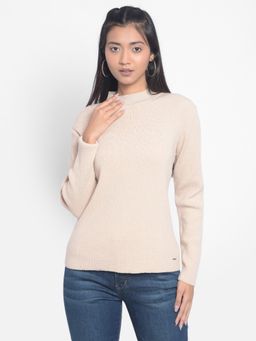 CRIMSOUNE CLUB - Womens Beige High-neck Sweater