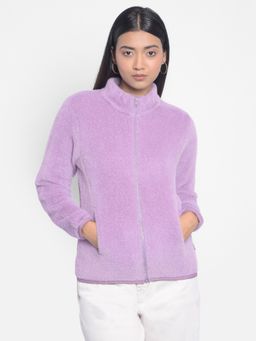 CRIMSOUNE CLUB - Womens Purple Front Open Sweatshirt
