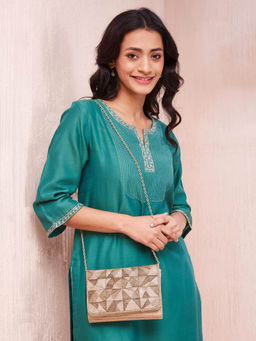 Fabindia - Beige Silk Blend Clutch