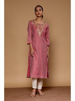 SAAKI - Autumn Yearn Pink Embroidered Kurta