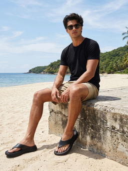 Chupps - Solo Rugged Men'S V-Strap Flip Flops Black