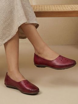 SHOE BEE - Maroon Leather Flat Ballerina