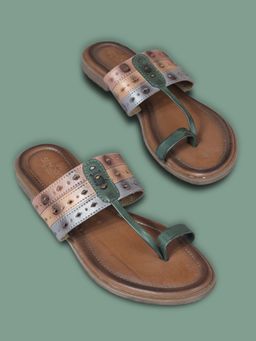 LIBERTY - Senorita Lax-5 Casual Thong Toe Ring Flats For Women - Green