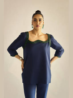Neeti and Mudita - Navy Blue Moonlit Top
