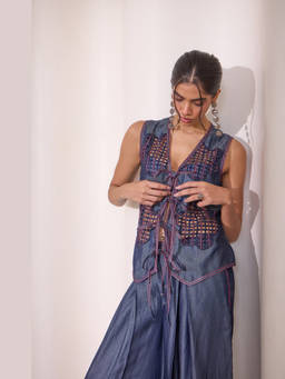 NeedleTen - Pink Pop Denim Top