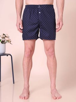 Urban Scottish - Cotton Printed Navy Blue Boxer